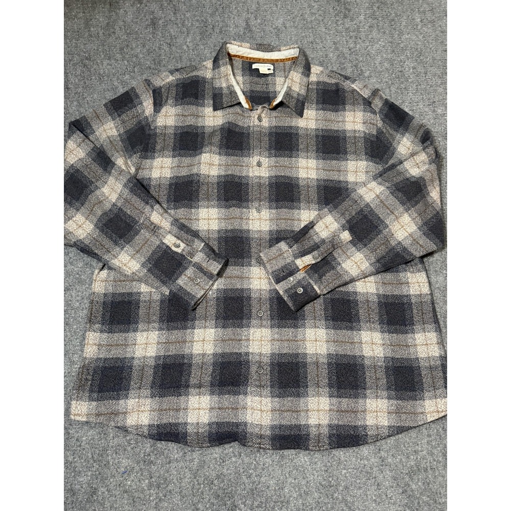 Carbon2cobalt Shirt Mens 2XL Gray Plaid Flannel Button Up Long Sleeve Casual